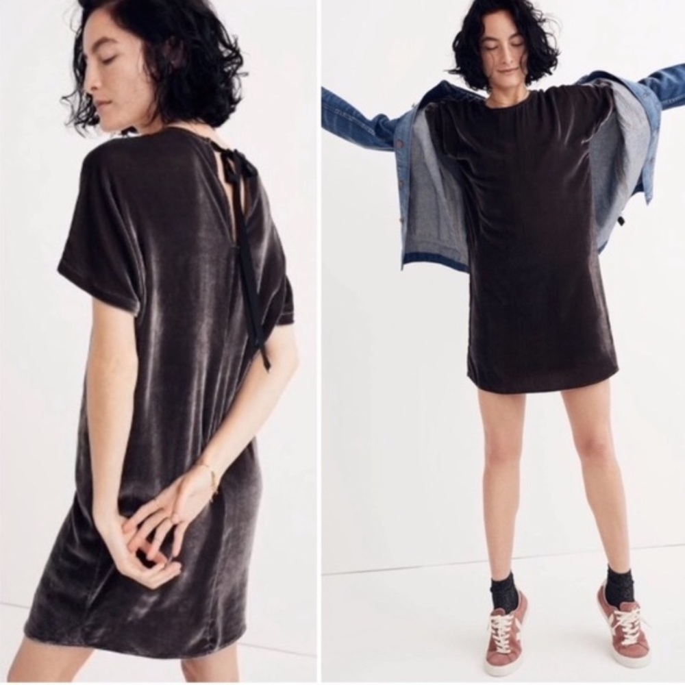 Madewell Velvet Bow Mini Dress